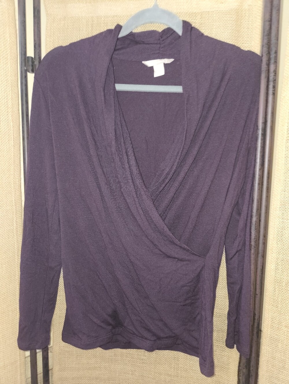Banana Republic Women's Wrap Front Long Sleeve Top Vinyard Purple Medium